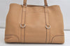 Authentic PRADA Vintage Leather Shoulder Tote Bag Beige 4490K