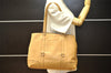 Authentic PRADA Vintage Leather Shoulder Tote Bag Beige 4490K