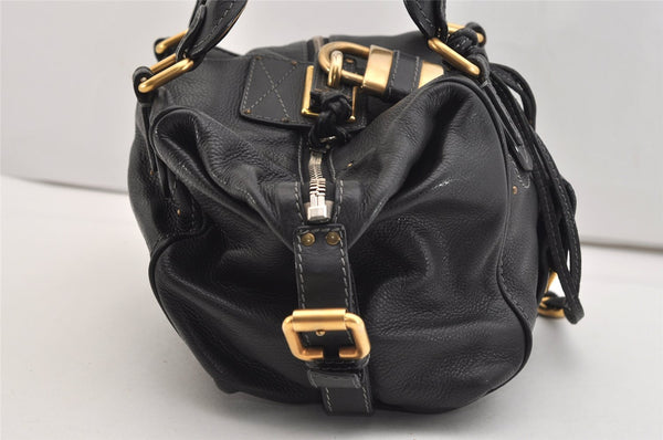 Authentic Chloe Vintage Paddington Leather Shoulder Hand Bag Black 4491J