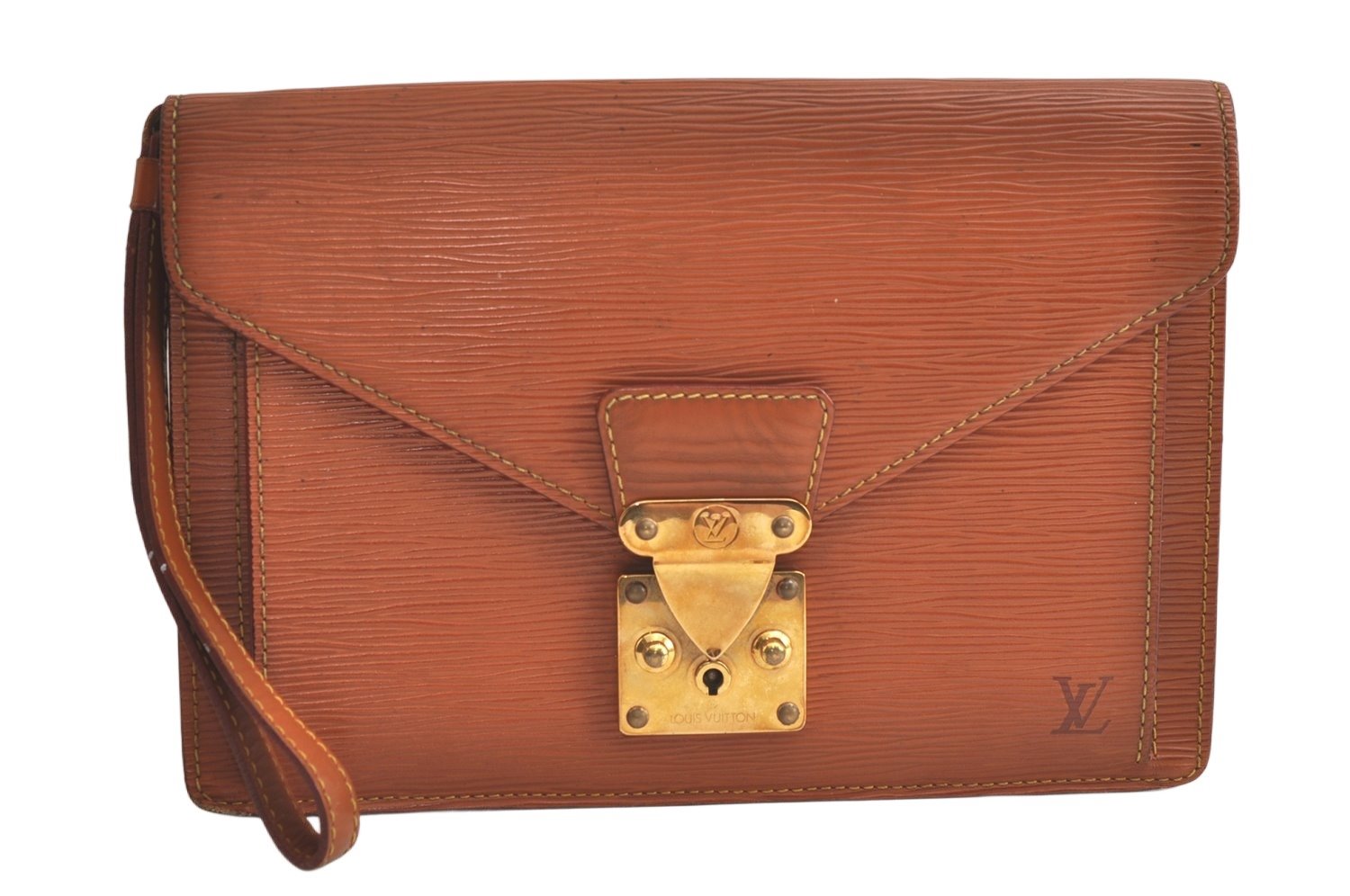 Auth Louis Vuitton Epi Pochette Sellier Dragonne Clutch Bag M52618 Brown 4491K