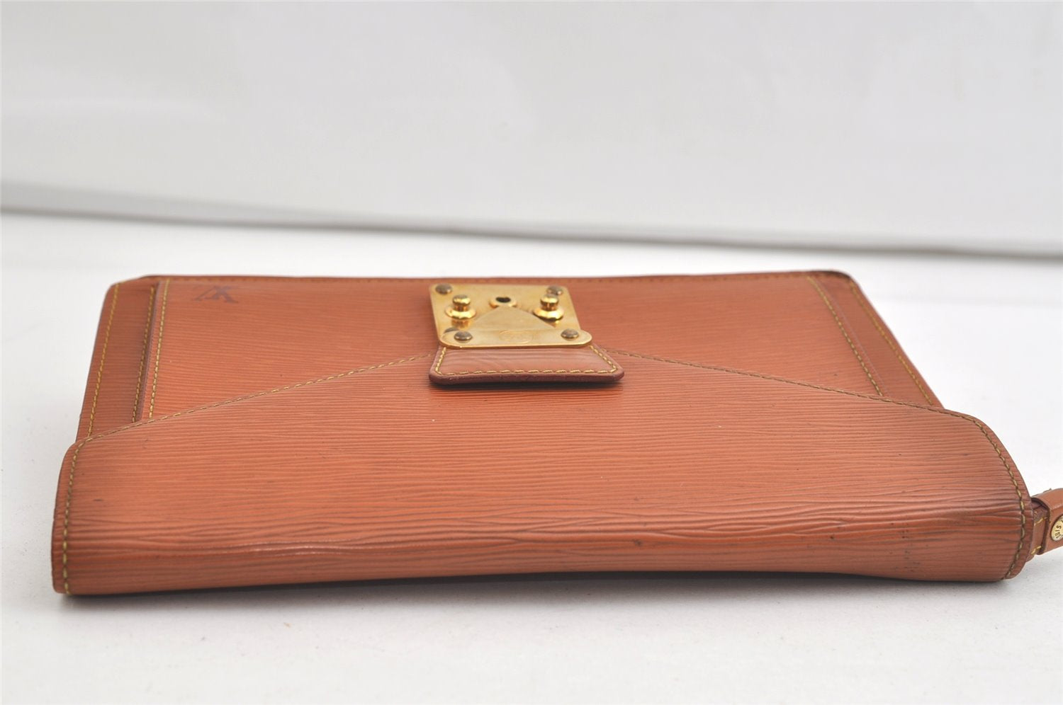 Auth Louis Vuitton Epi Pochette Sellier Dragonne Clutch Bag M52618 Brown 4491K