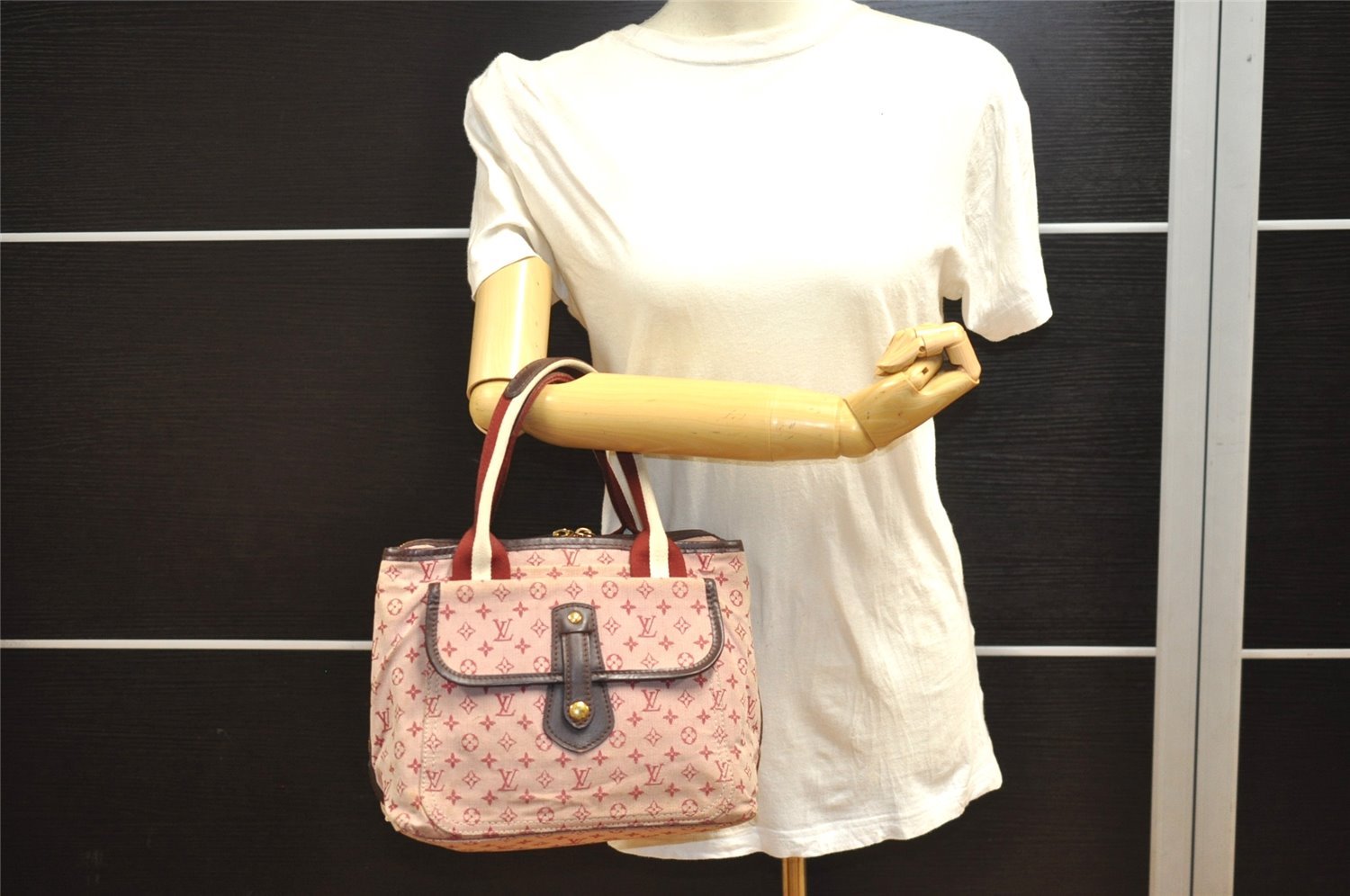 Authentic Louis Vuitton Monogram Mini Sac Marie Kate Hand Bag M92506 Pink 4493I