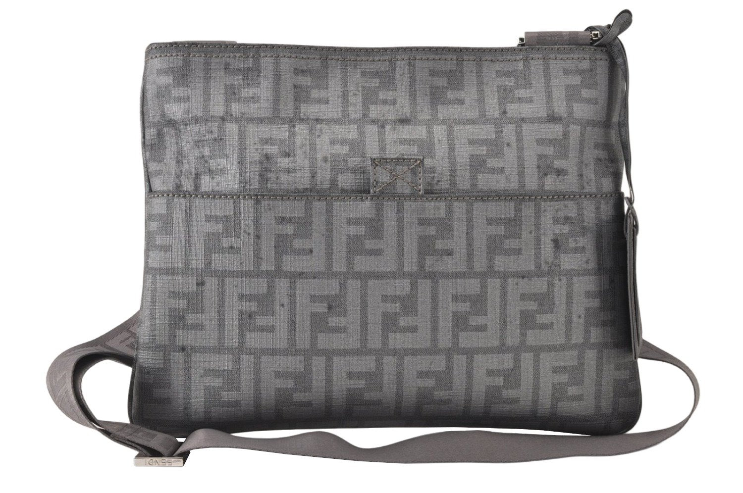 Authentic FENDI Zucca Shoulder Cross Body Bag Purse PVC Gray 4493K