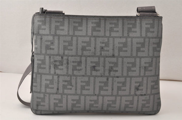 Authentic FENDI Zucca Shoulder Cross Body Bag Purse PVC Gray 4493K