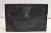 Authentic HERMES Pochette Rio Clutch Hand Bag Purse Leather Black 4494K