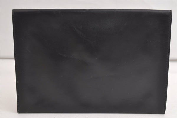 Authentic HERMES Pochette Rio Clutch Hand Bag Purse Leather Black 4494K