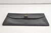 Authentic HERMES Pochette Rio Clutch Hand Bag Purse Leather Black 4494K