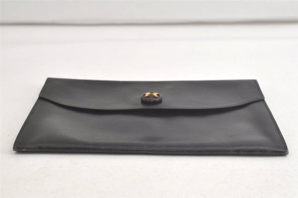 Authentic HERMES Pochette Rio Clutch Hand Bag Purse Leather Black 4494K