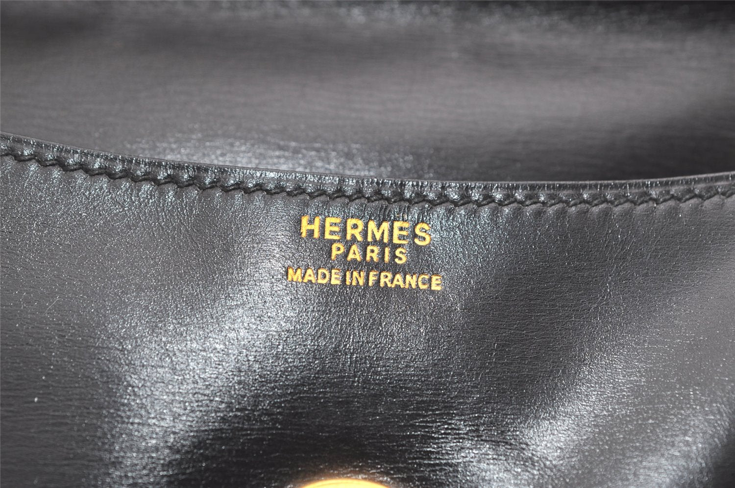 Authentic HERMES Pochette Rio Clutch Hand Bag Purse Leather Black 4494K