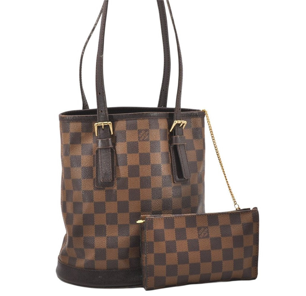 Authentic Louis Vuitton Damier Marais Bucket Shoulder Tote Bag N42240 LV 4495K
