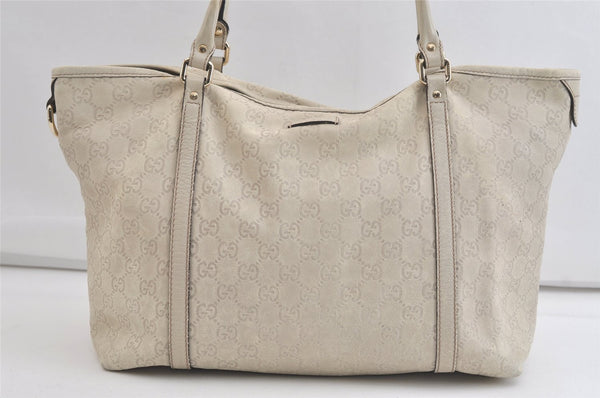 Authentic GUCCI Guccissima Shoulder Tote Bag GG Leather 197953 White 4497K