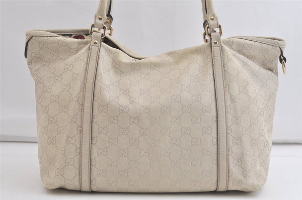 Authentic GUCCI Guccissima Shoulder Tote Bag GG Leather 197953 White 4497K