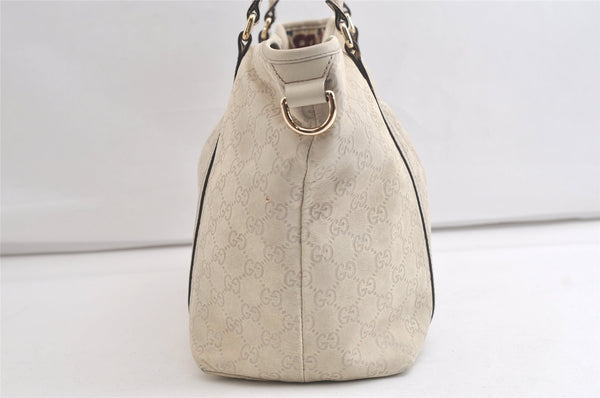 Authentic GUCCI Guccissima Shoulder Tote Bag GG Leather 197953 White 4497K