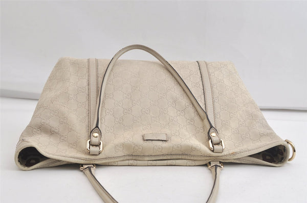 Authentic GUCCI Guccissima Shoulder Tote Bag GG Leather 197953 White 4497K