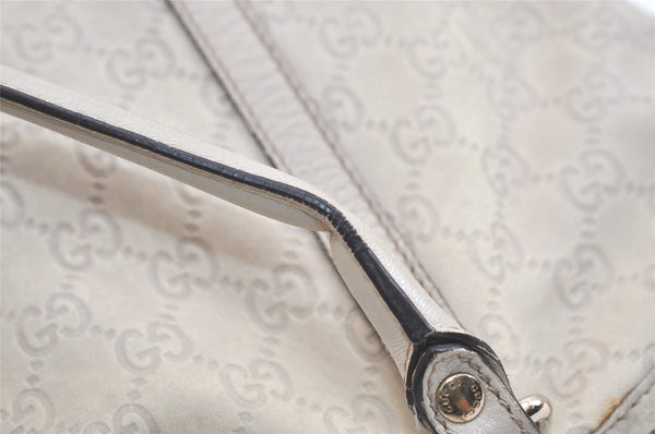 Authentic GUCCI Guccissima Shoulder Tote Bag GG Leather 197953 White 4497K