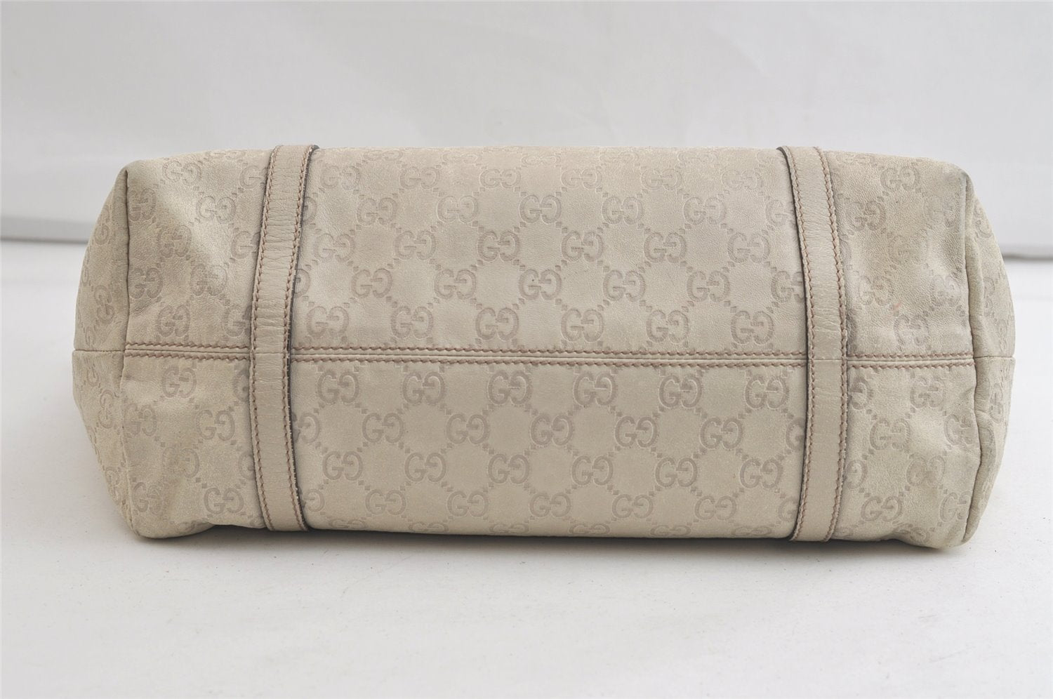 Authentic GUCCI Guccissima Shoulder Tote Bag GG Leather 197953 White 4497K