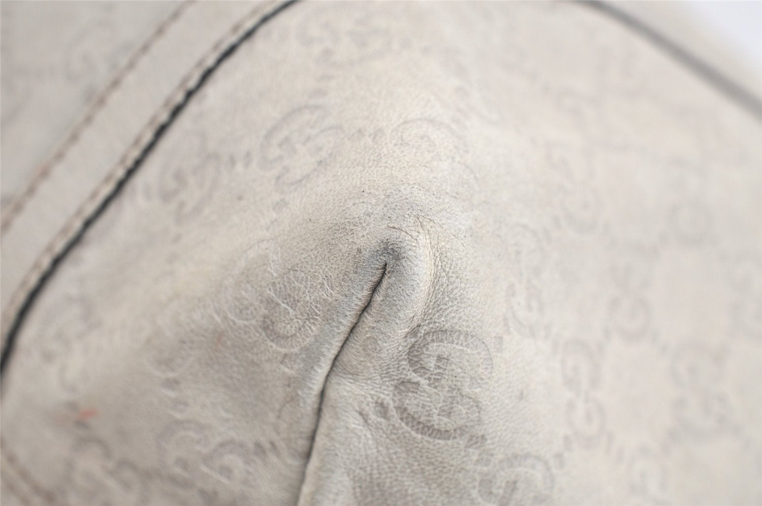 Authentic GUCCI Guccissima Shoulder Tote Bag GG Leather 197953 White 4497K