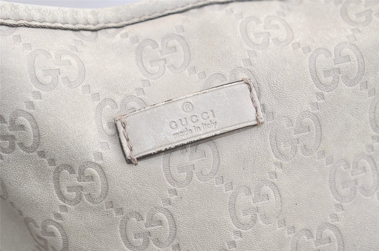 Authentic GUCCI Guccissima Shoulder Tote Bag GG Leather 197953 White 4497K