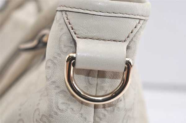 Authentic GUCCI Guccissima Shoulder Tote Bag GG Leather 197953 White 4497K