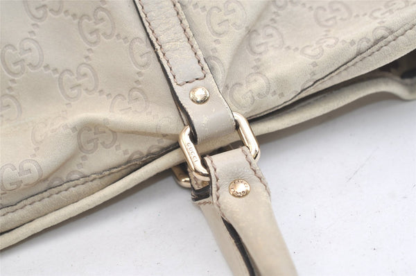 Authentic GUCCI Guccissima Shoulder Tote Bag GG Leather 197953 White 4497K