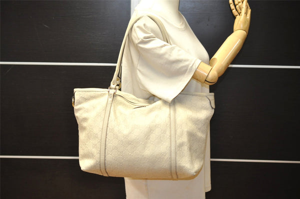 Authentic GUCCI Guccissima Shoulder Tote Bag GG Leather 197953 White 4497K