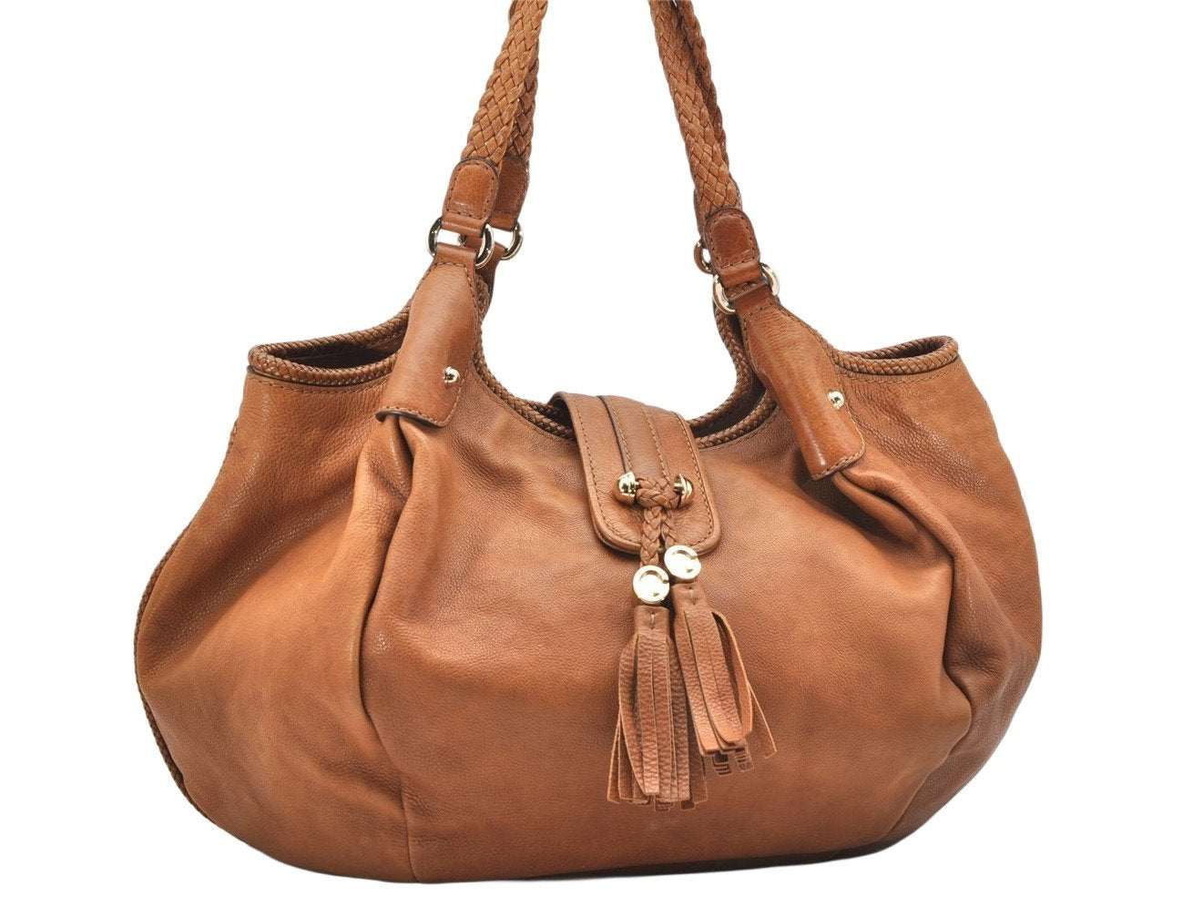 Authentic GUCCI Marrakech Shoulder Tote Bag Leather 257029 Brown 4498K