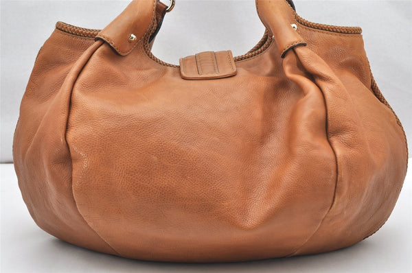 Authentic GUCCI Marrakech Shoulder Tote Bag Leather 257029 Brown 4498K