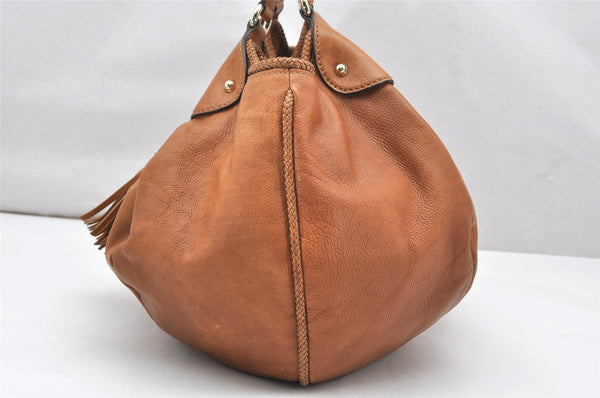 Authentic GUCCI Marrakech Shoulder Tote Bag Leather 257029 Brown 4498K