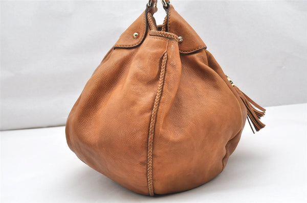 Authentic GUCCI Marrakech Shoulder Tote Bag Leather 257029 Brown 4498K