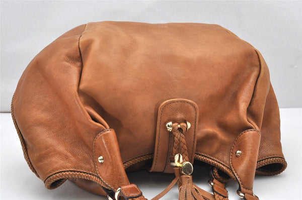 Authentic GUCCI Marrakech Shoulder Tote Bag Leather 257029 Brown 4498K