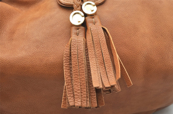 Authentic GUCCI Marrakech Shoulder Tote Bag Leather 257029 Brown 4498K