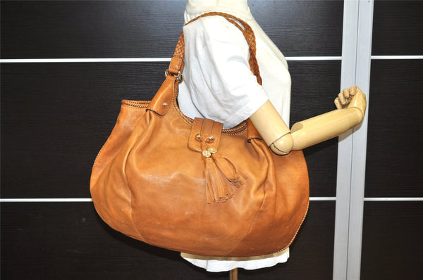 Authentic GUCCI Marrakech Shoulder Tote Bag Leather 257029 Brown 4498K