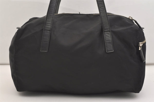 Authentic PRADA Nylon Tessuto Leather Hand Boston Bag Purse Black 4499J