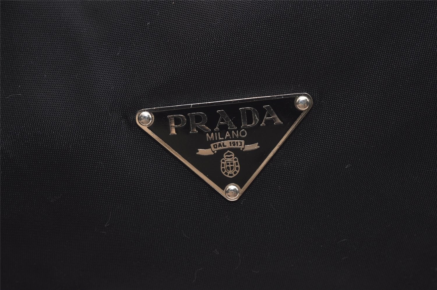 Authentic PRADA Nylon Tessuto Leather Hand Boston Bag Purse Black 4499J