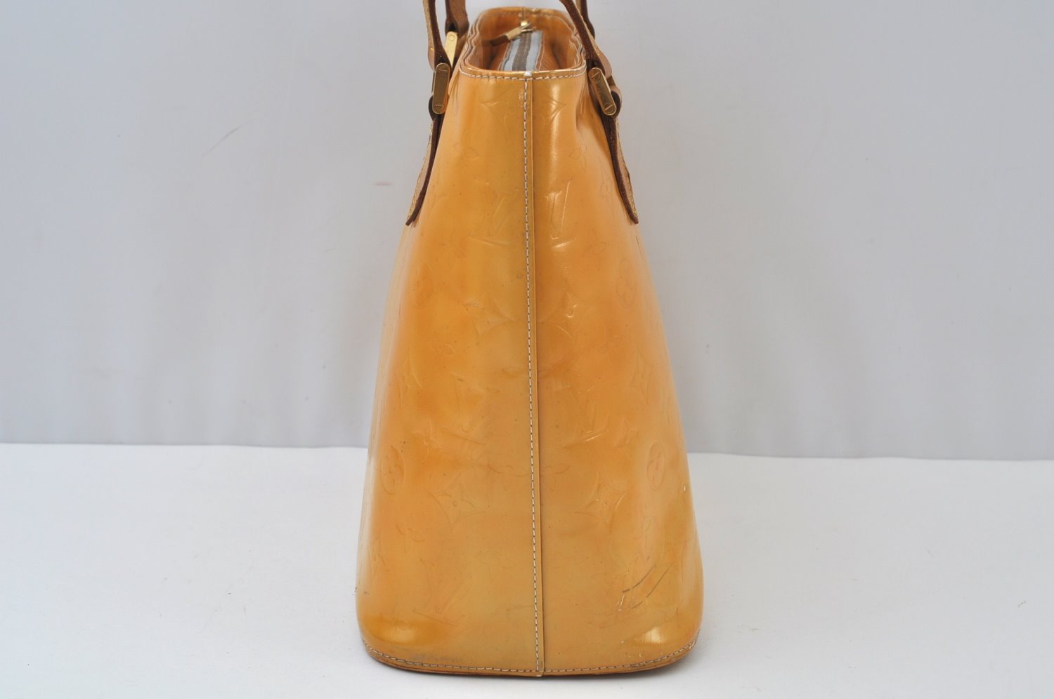 Authentic Louis Vuitton Vernis Houston Shoulder Hand Bag Yellow M91053 LV 4500I