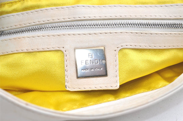 Authentic FENDI Mamma Baguette Shoulder Hand Bag Purse Leather White 4500K