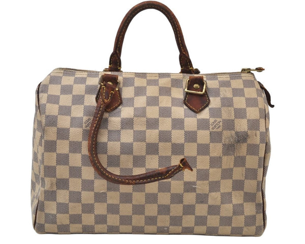 Authentic Louis Vuitton Damier Azur Speedy30 Hand Boston Bag N41533 Junk 4501I