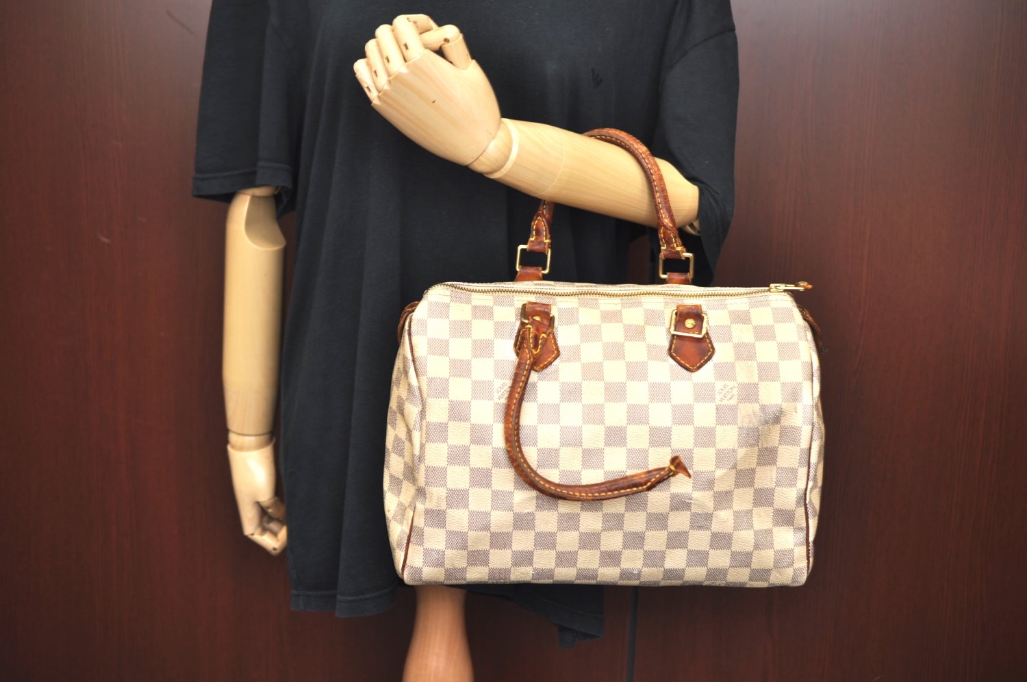 Authentic Louis Vuitton Damier Azur Speedy30 Hand Boston Bag N41533 Junk 4501I