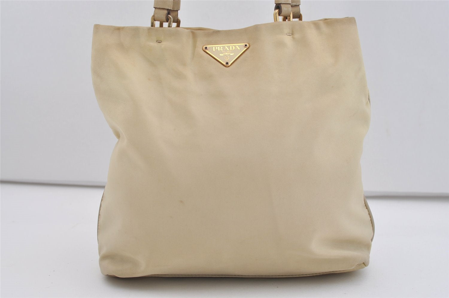 Authentic PRADA Tessuto Basic Nylon Leather Shoulder Bag B11214 Beige 4501J