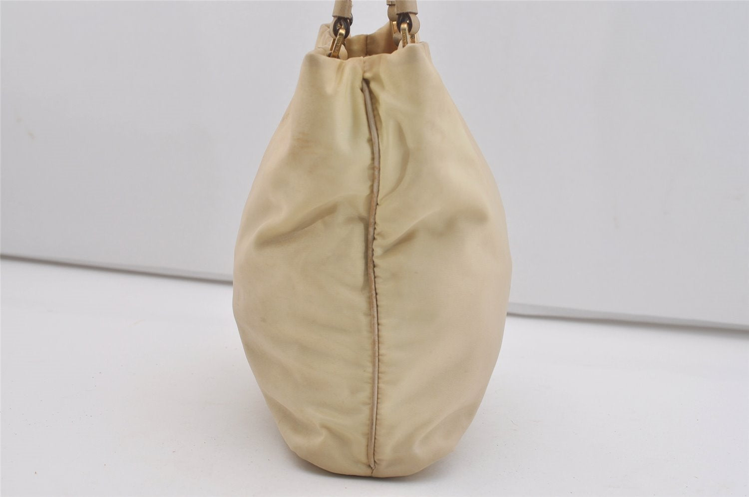 Authentic PRADA Tessuto Basic Nylon Leather Shoulder Bag B11214 Beige 4501J
