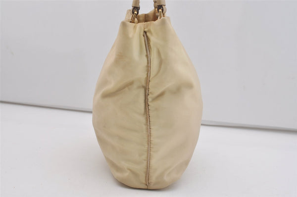 Authentic PRADA Tessuto Basic Nylon Leather Shoulder Bag B11214 Beige 4501J