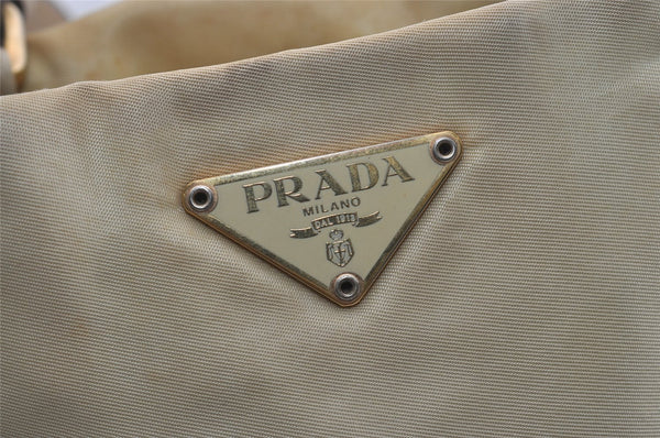 Authentic PRADA Tessuto Basic Nylon Leather Shoulder Bag B11214 Beige 4501J