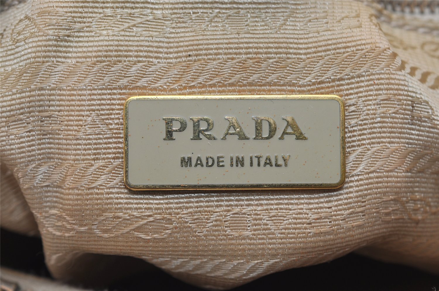 Authentic PRADA Tessuto Basic Nylon Leather Shoulder Bag B11214 Beige 4501J