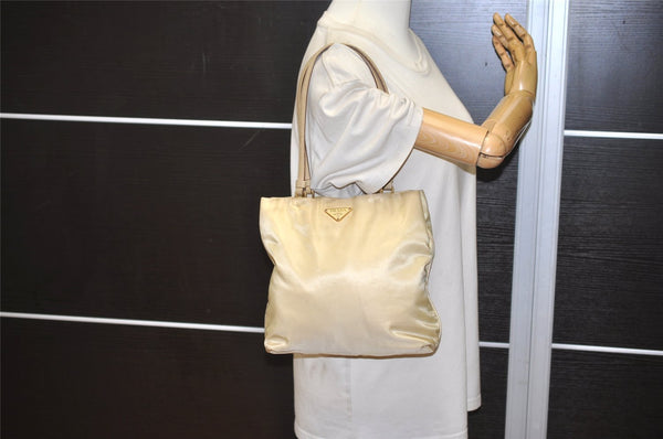 Authentic PRADA Tessuto Basic Nylon Leather Shoulder Bag B11214 Beige 4501J