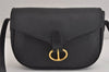 Authentic Christian Dior Honeycomb Shoulder Cross Bag PVC Leather Black 4502J