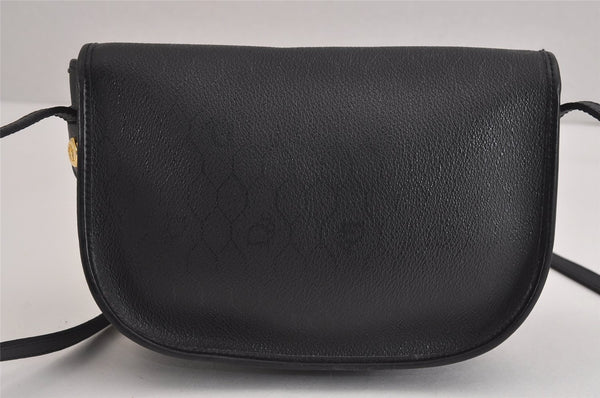 Authentic Christian Dior Honeycomb Shoulder Cross Bag PVC Leather Black 4502J