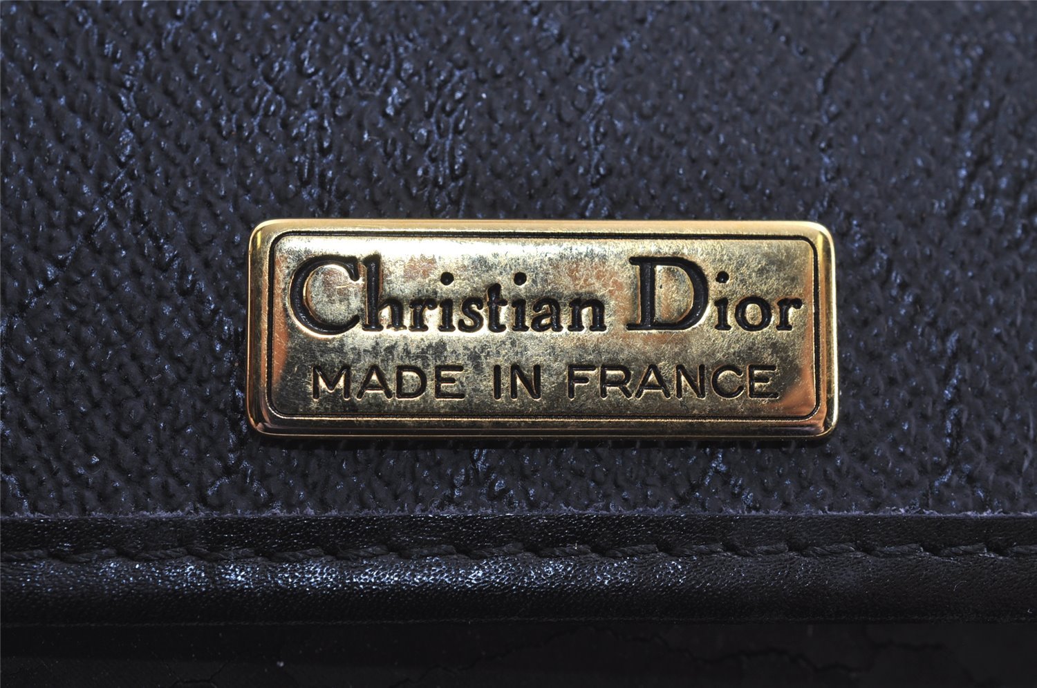 Authentic Christian Dior Honeycomb Shoulder Cross Bag PVC Leather Black 4502J