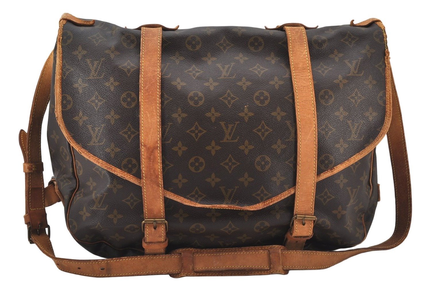 Authentic Louis Vuitton Monogram Saumur 43 Shoulder Cross Bag M42252 LV 4503K
