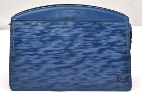 Authentic Louis Vuitton Epi Trousse Crete Clutch Bag Blue M48405 LV Junk 4505K