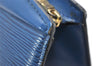 Authentic Louis Vuitton Epi Trousse Crete Clutch Bag Blue M48405 LV Junk 4505K
